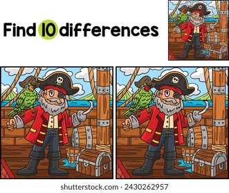 Pirate Captain with Parrot Find The Differences