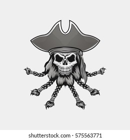 pirate captain skull cartoon illustration