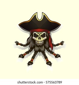 pirate captain skull cartoon illustration