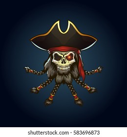 pirate captain skull cartoon illustration