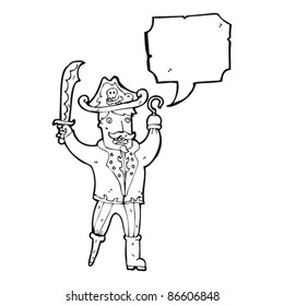 capitão pirata com bolha de fala cartoon