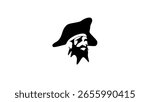 Pirate captain symbol, black isolated silhouette