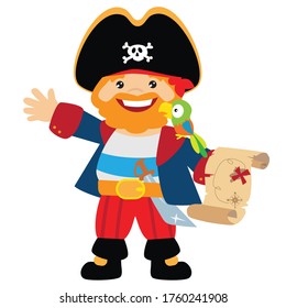 Pirate captain vector cartoon illustration