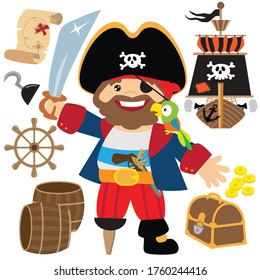 Pirate captain vector cartoon illustration