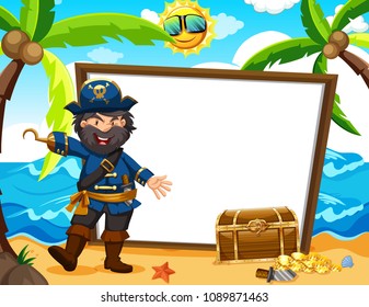 Pirate Captain and White Banner illustration