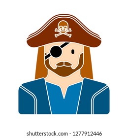 pirate caracter icon - pirate caracter isolate, halloween sword illustration - Vector pirates