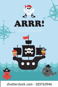 pirate card design. vector illustration