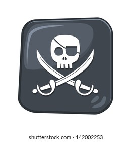 pirate cartoon button skull sword