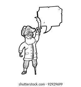 pirate cartoon captain with speech bubble