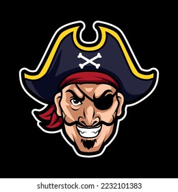 A pirate cartoon character captain mascot 