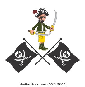 pirate cartoon character flag