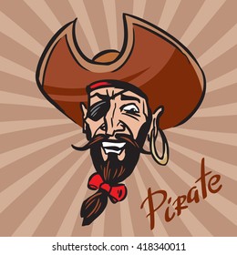 Pirate cartoon head in a hat