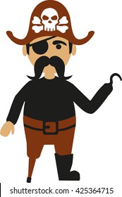 Pirate cartoon with head hook and eye patch