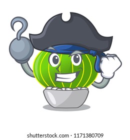 Pirate cartoon notocactus beautiful on the rocks