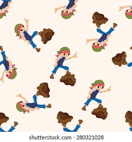 pirate , cartoon seamless pattern background