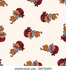 pirate , cartoon seamless pattern background