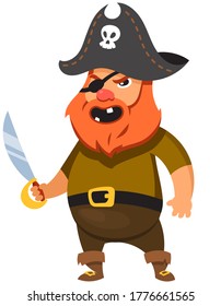 Pirate in cartoon style. Funny male character.