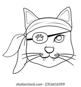 pirate cat head coloring page