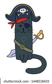Pirate Cat in a tricorn hat 