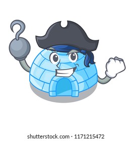 Pirate character cartoon ice house in snowfield
