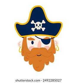 Pirate character in flat style on white background
