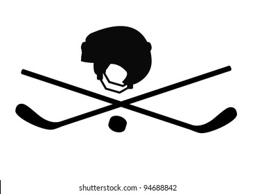 Pirate character in the form of hockey sticks and helmets