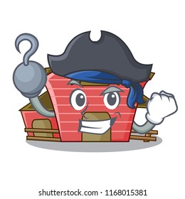 Pirate character red barn building with haystack