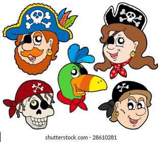Pirate characters collection - vector illustration.