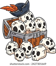 Pirate Chest with Skulls Cartoon Colored Clipart 