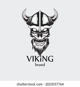 Pirate chief, viking. Skull pirate logo. Logo with the shape of a head, or a sailor's face