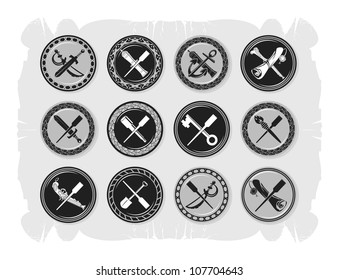 Pirate chips. Gray scale, 6, vector