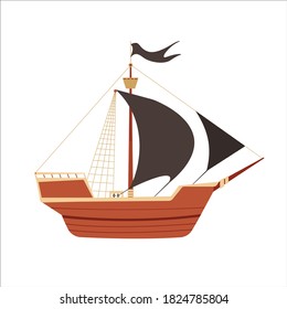 Pirate classic boat flat illustration