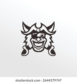Pirate clown head with menacing grin