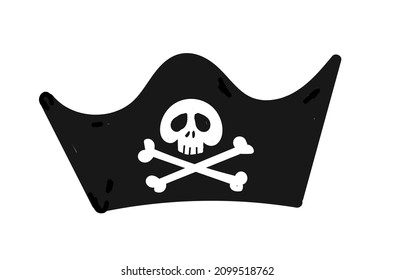Pirate cocked hat icon with skull. vector