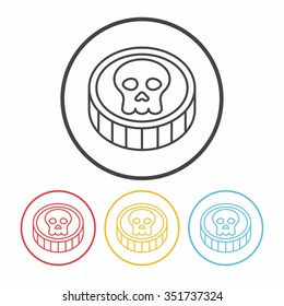 pirate coin line icon
