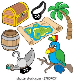 Pirate collection 7 on white background - vector illustration.
