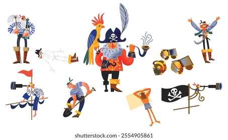 pirate collection vector illustration with fun design concept
