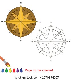 Pirate Compass to be colored, the coloring book for preschool kids with easy educational gaming level.