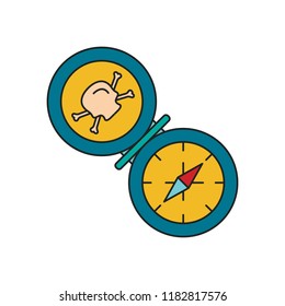 Pirate compass icon. Cartoon pirate compass vector icon for web design isolated on white background