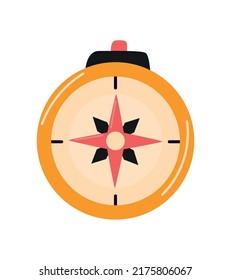 Pirate compass. Icon, clipart for website about history, travel, pirates. Flat illustration.