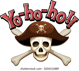 Pirate concept with Yo-ho-ho word banner and skull crossbones illustration