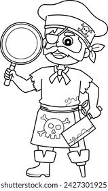 Pirate Cook Isolated Coloring Page for Kids