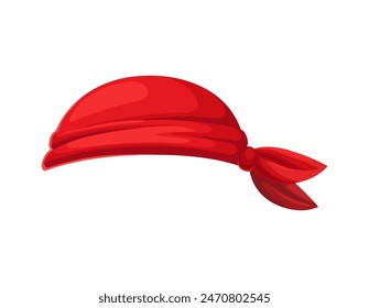 Banda de marinero pirata y corsario, sombrero de disfraz de carnaval de dibujos animados para la bufanda de la cabeza de la fiesta de Halloween. Vector de pañuelo rojo, diadema o pañuelo con nudo lateral. Accesorio textil pirata, gorra marinera pirata