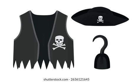 Piraten Kostüm Set. Vektorgrafik	