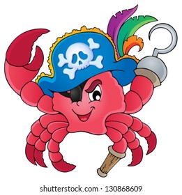 Pirate crab theme image 1 - vector illustration.