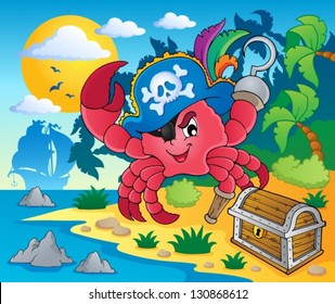 Pirate crab theme image 2 - vector illustration.