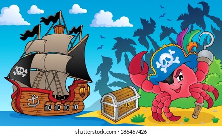 Pirate crab theme image 3 - eps10 vector illustration.