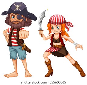 Pirate crews with weapons illustration