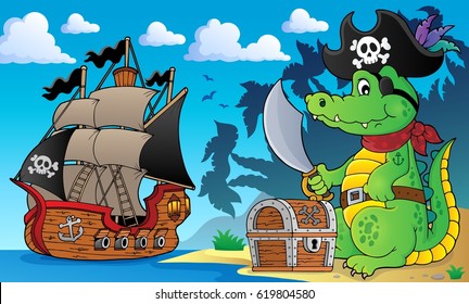 Pirate crocodile theme 4 - eps10 vector illustration.