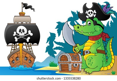 Pirate crocodile theme 6 - eps10 vector illustration.